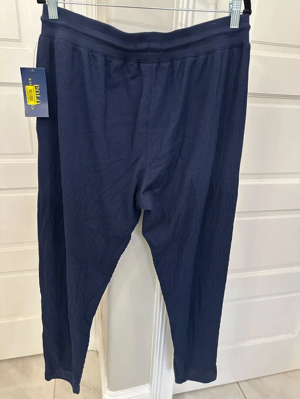 Polo Ralph Lauren PKSPTR Seersucker Pajama Pant Navy Blue Size Large Joggers NEW